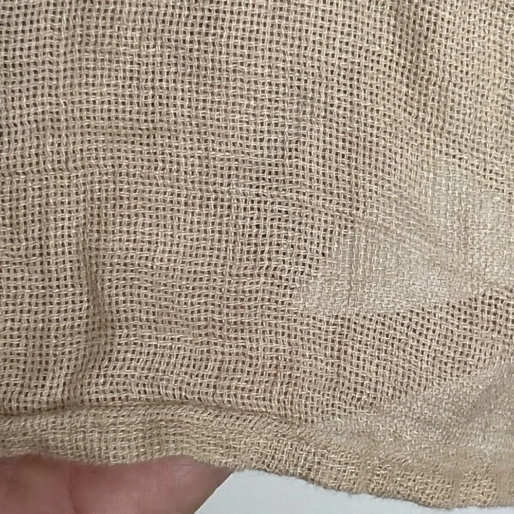Banana Republic Linen Camp Shirt Mens XL Open Weave Tan Resort Wear Pocket SS